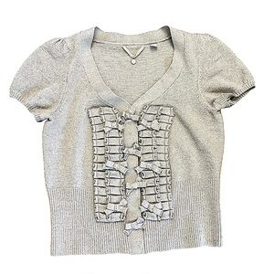 Knitted and Knotted pewter metallic cardigan